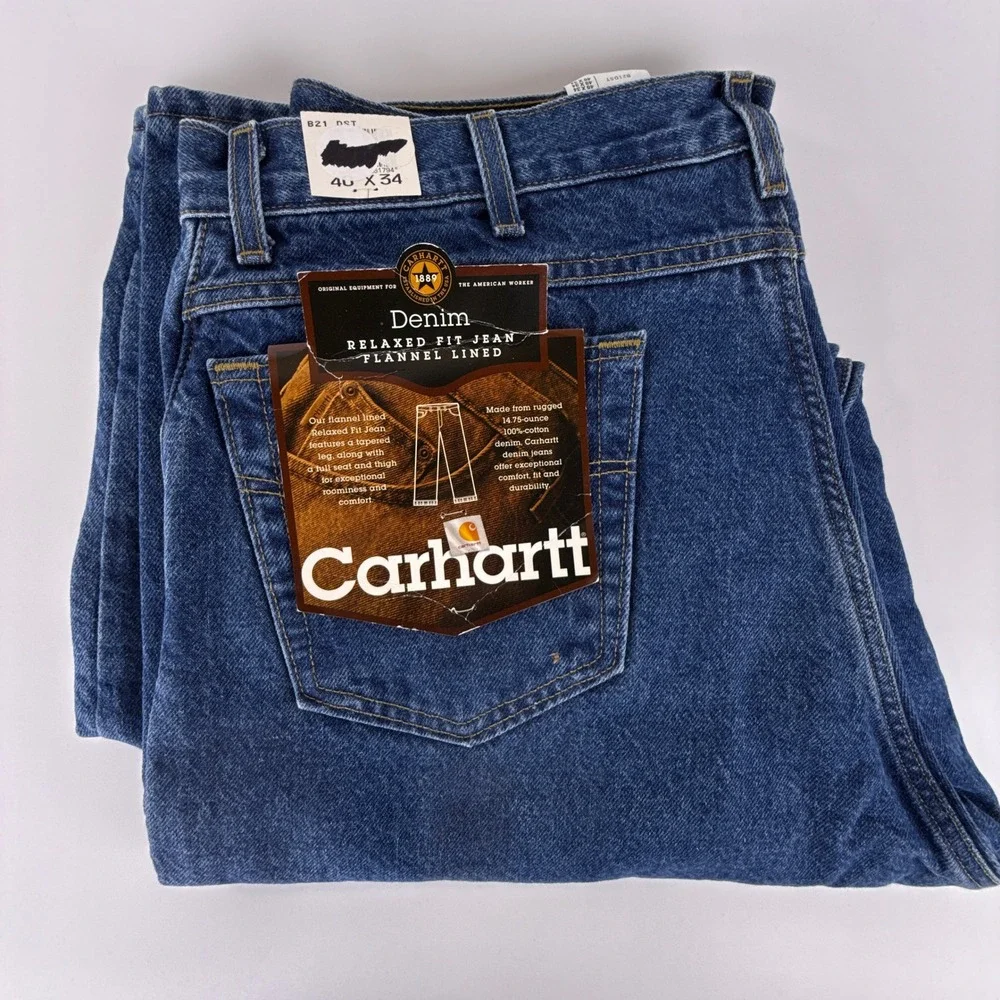 Carhartt Relaxed Fit Flannel Lined Denim Jeans Mens B21 DST 40X34 NWT NOS‎